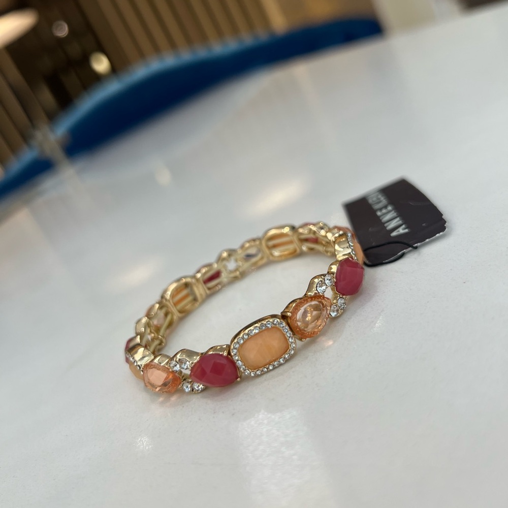 ANNE KLEIN Gold-Tone Mixed Stone Stretch Bracelet